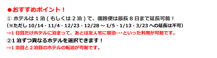 飛行機で行く宿泊プランおすすめポイント
