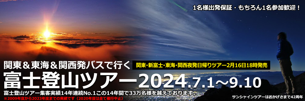 富士登山ツアー2024 バス･飛行機･新幹線