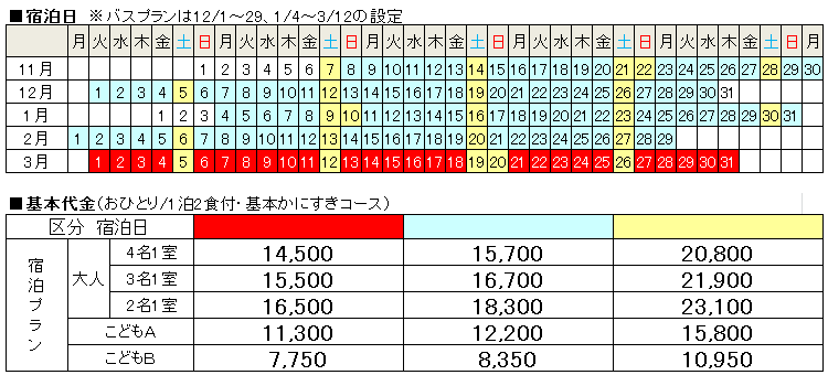 城崎温泉まつや料金表