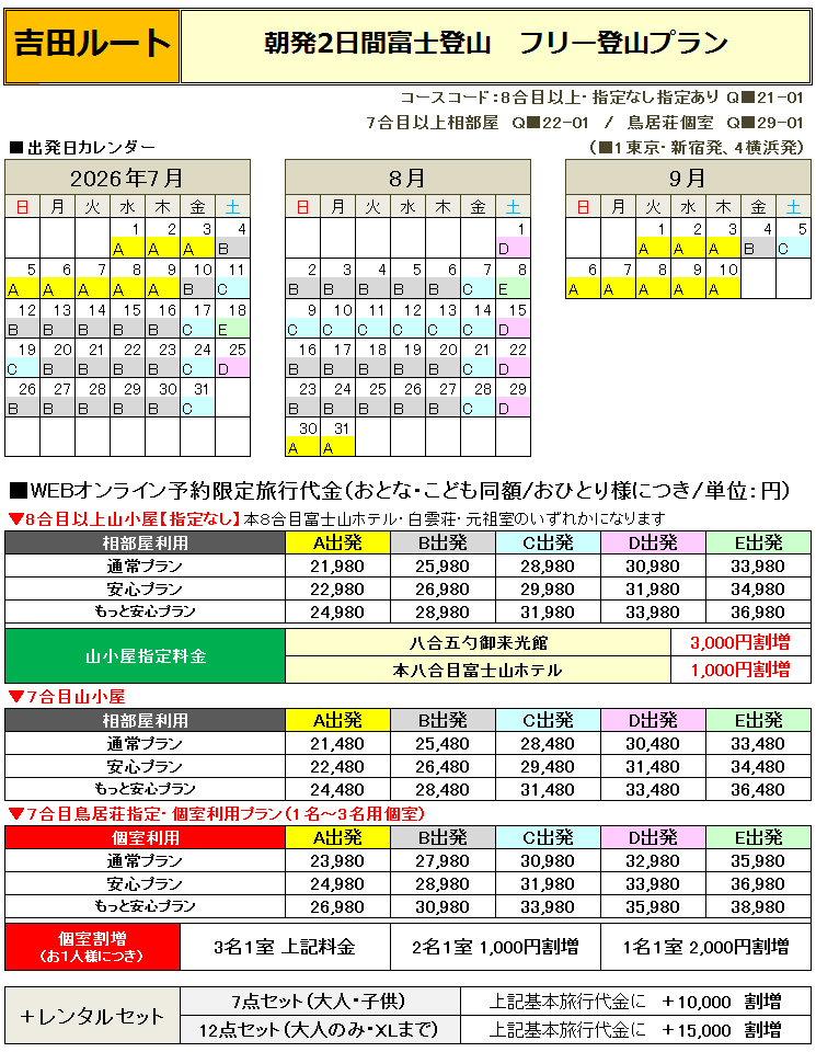 朝発吉田フリー富士登山