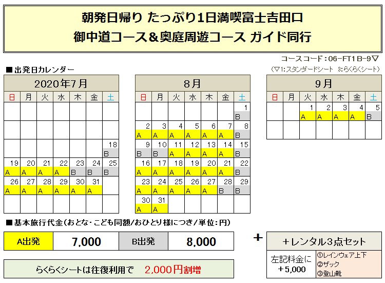 関東朝発料金表