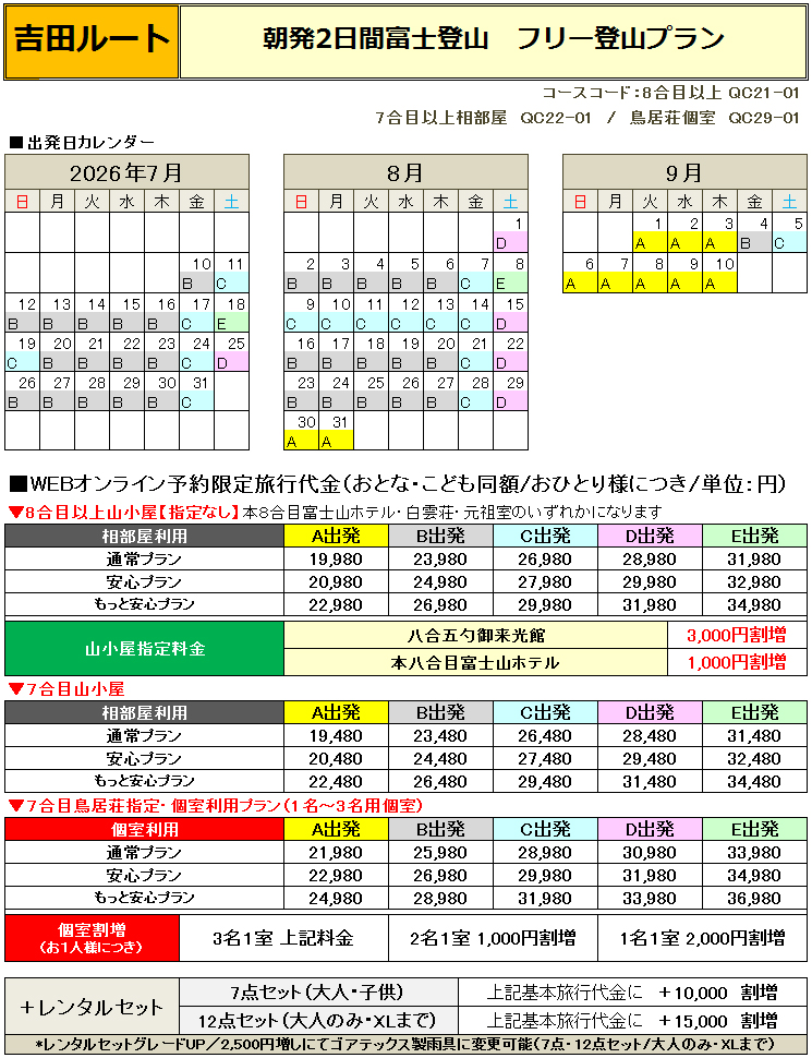 朝発吉田フリー富士登山