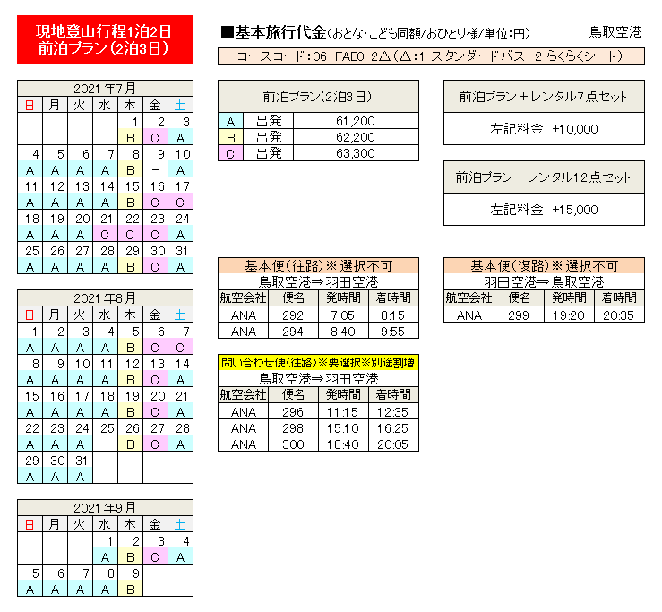 鳥取空港発 飛行機で行く富士登山ツアー21